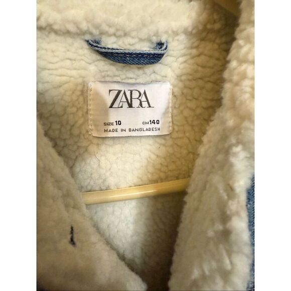 Zara Kids Button Front Sherpa Lined Denim Jacket Blue Size 10 - Picture 8 of 10